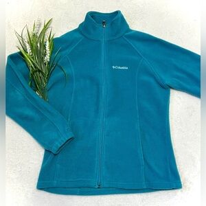Columbia Turquoise Fleece Full Zip Jacket - Medium